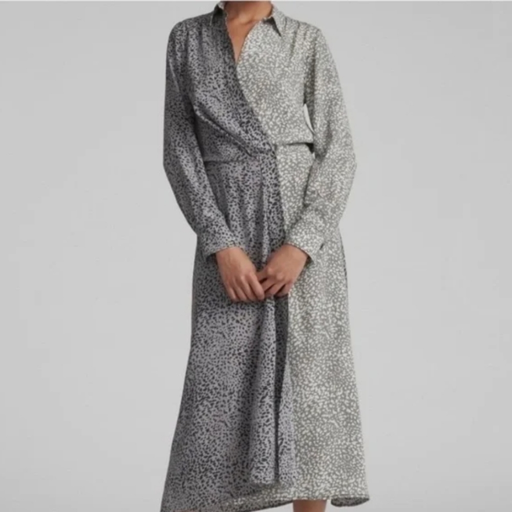 Rag & Bone Gray Print Silk Midi Dress sz 4